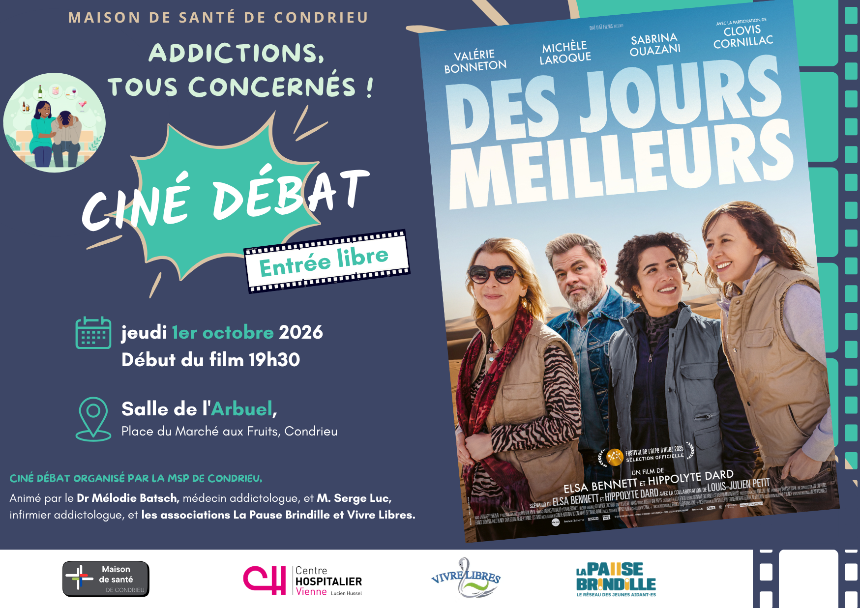 illustration Ciné-débat sur le thème des addictions à Condrieu le 1er octobre
